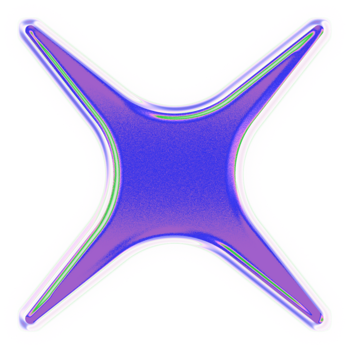 a purple and green star shaped object on a black background