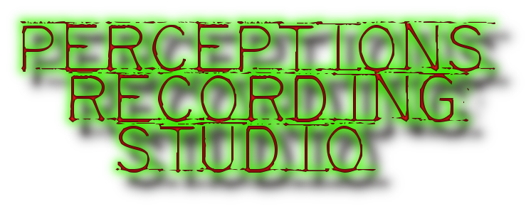 neon green logo for perceptions recording studio