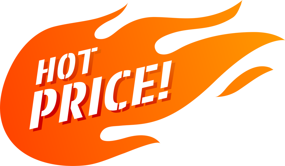 red flame that reads hot price